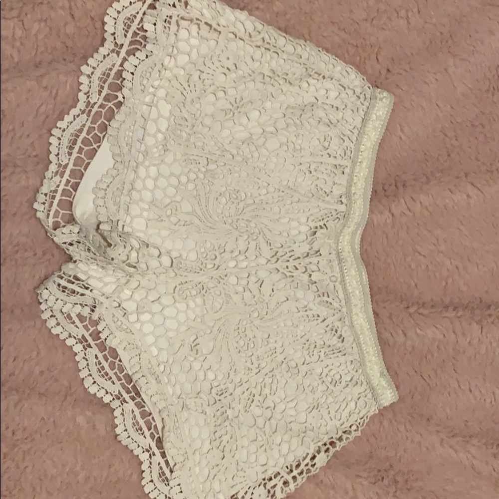 White lace shorts